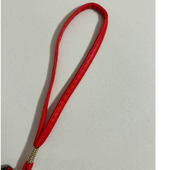 Mickey Mouse Wristlet Faux Leather Brown Checkered with Red Strap - Picture 9 of 10